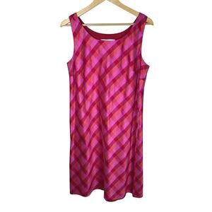 Vintage Y2K 90s Plaid 100% Silk Pink Square Neck Mini Dress 14 Twee Coquette